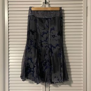 NWT Dana Buchman Blue Silk Floral Long Skirt 10